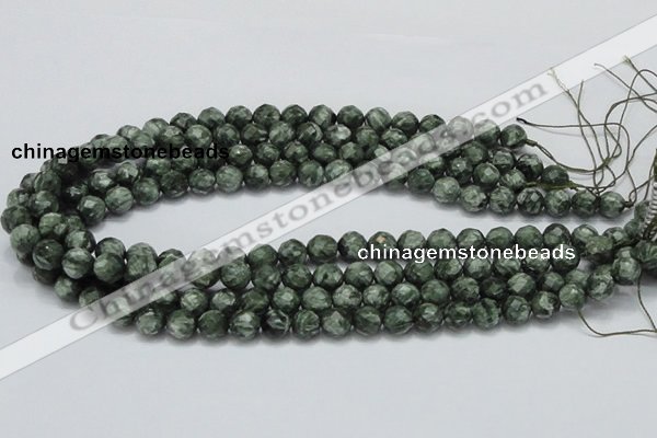 CSH07 15.5 inches 10mm faceted round natural seraphinite beads