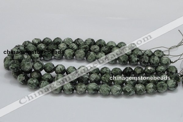 CSH08 15.5 inches 12mm faceted round natural seraphinite beads