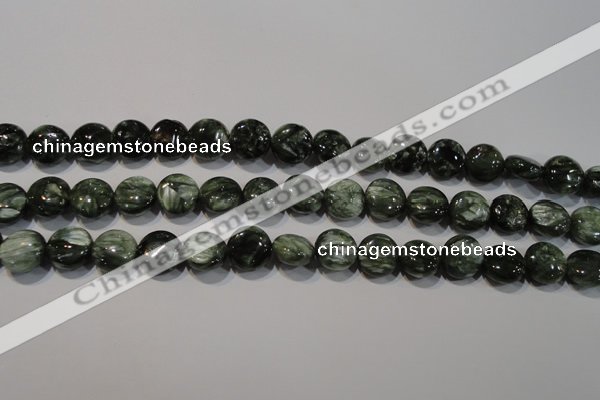 CSH120 15.5 inches 8mm flat round natural seraphinite gemstone beads