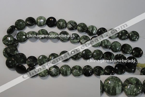 CSH124 15.5 inches 16mm flat round natural seraphinite gemstone beads