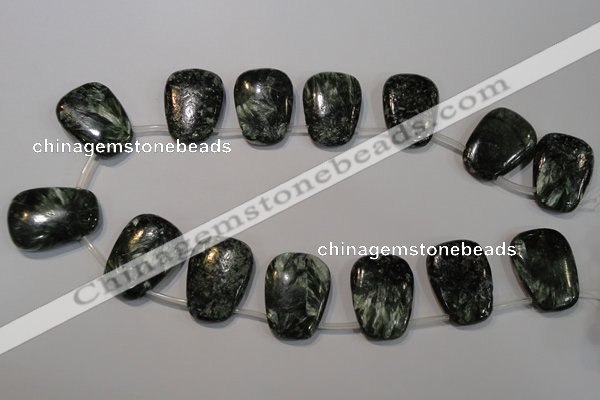 CSH145 Top-drilled 22*30mm trapezoid natural seraphinite gemstone beads