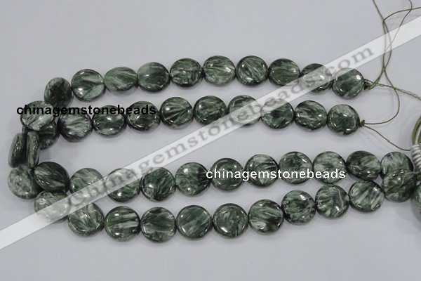 CSH52 15 inches 14mm flat round natural seraphinite gemstone beads