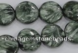 CSH53 15 inches 16mm flat round natural seraphinite gemstone beads