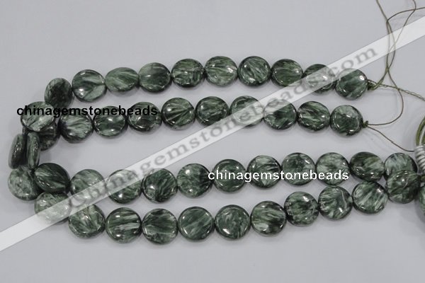 CSH53 15 inches 16mm flat round natural seraphinite gemstone beads