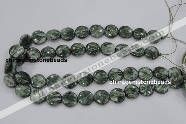 CSH54 15 inches 18mm flat round natural seraphinite gemstone beads