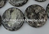 CSI29 15.5 inches 25mm flat round silver scale stone beads wholesale