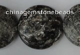 CSI30 15.5 inches 30mm flat round silver scale stone beads wholesale