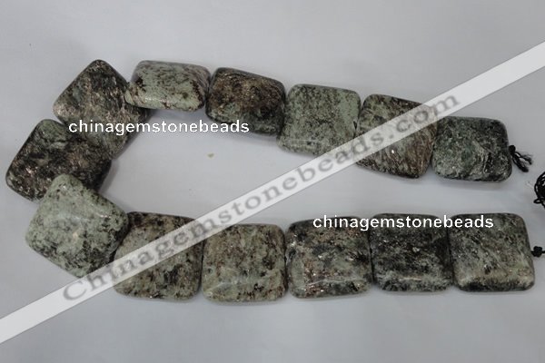 CSI60 15.5 inches 30*30mm square silver scale stone beads wholesale