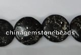 CSI87 15.5 inches 20mm flat round silver scale stone beads wholesale