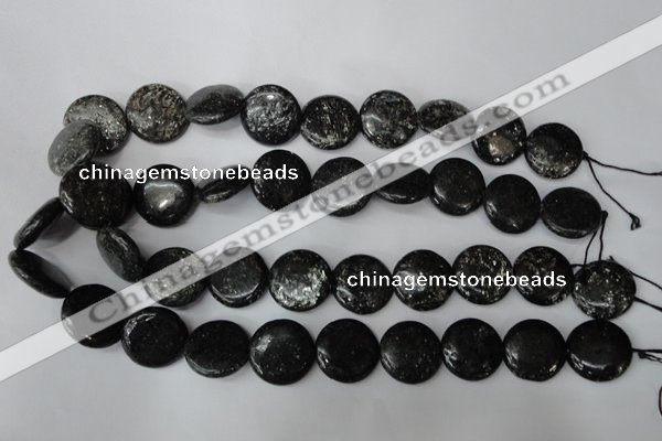 CSI87 15.5 inches 20mm flat round silver scale stone beads wholesale