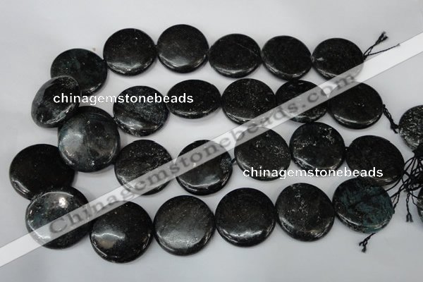 CSI89 15.5 inches 30mm flat round silver scale stone beads wholesale