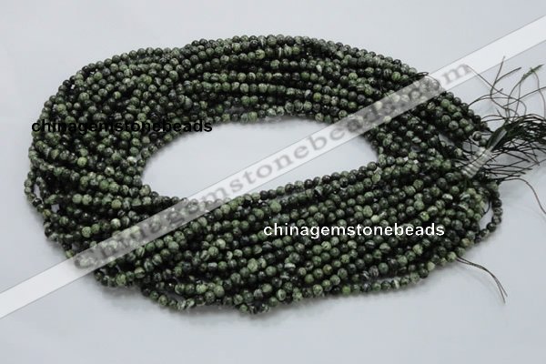 CSJ01 15.5 inches 4mm round green silver line jasper beads wholesale