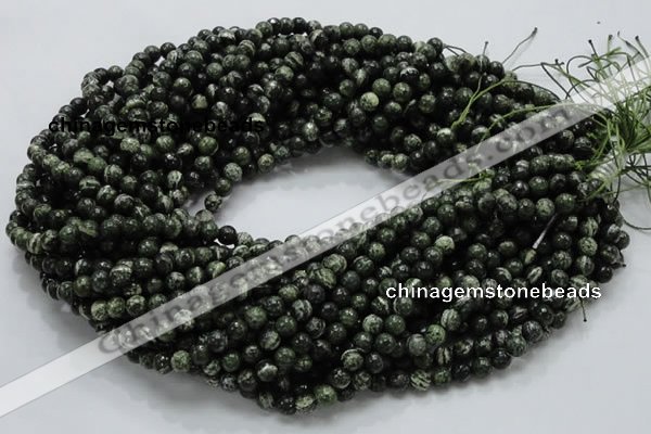 CSJ02 15.5 inches 6mm round green silver line jasper beads wholesale