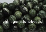 CSJ03 15.5 inches 8mm round green silver line jasper beads wholesale