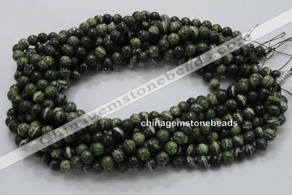 CSJ03 15.5 inches 8mm round green silver line jasper beads wholesale