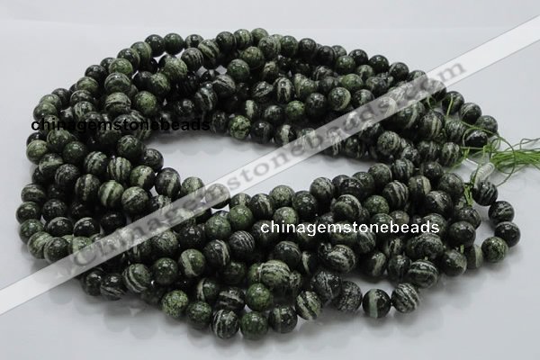 CSJ04 15.5 inches 10mm round green silver line jasper beads wholesale