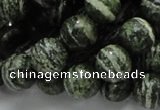 CSJ05 15.5 inches 12mm round green silver line jasper beads wholesale