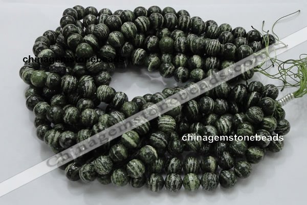 CSJ05 15.5 inches 12mm round green silver line jasper beads wholesale