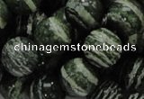 CSJ06 15.5 inches 14mm round green silver line jasper beads wholesale