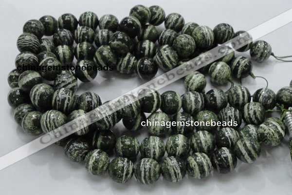 CSJ07 15.5 inches 16mm round green silver line jasper beads wholesale