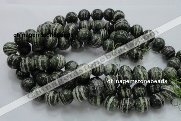 CSJ08 15.5 inches 18mm round green silver line jasper beads wholesale