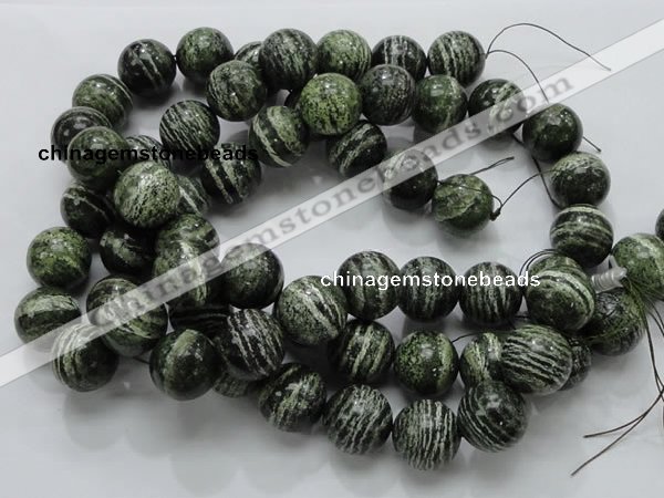 CSJ09 15.5 inches 20mm round green silver line jasper beads wholesale