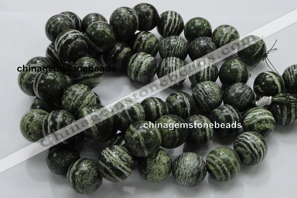 CSJ10 15.5 inches 22mm round green silver line jasper beads wholesale