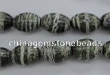 CSJ100 15.5 inches 10*14mm rice green silver line jasper beads