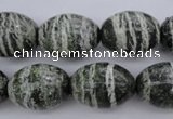 CSJ103 15.5 inches 15*20mm rice green silver line jasper beads