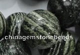 CSJ11 15.5 inches 25mm round green silver line jasper beads wholesale