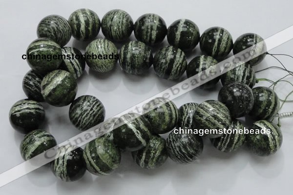 CSJ11 15.5 inches 25mm round green silver line jasper beads wholesale