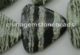 CSJ130 15.5 inches 30*30mm faceted triangle green silver line jasper beads