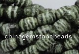 CSJ14 15.5 inches 8*12mm egg-shaped green silver line jasper beads