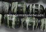 CSJ17 15.5 inches 15*20mm egg-shaped green silver line jasper beads