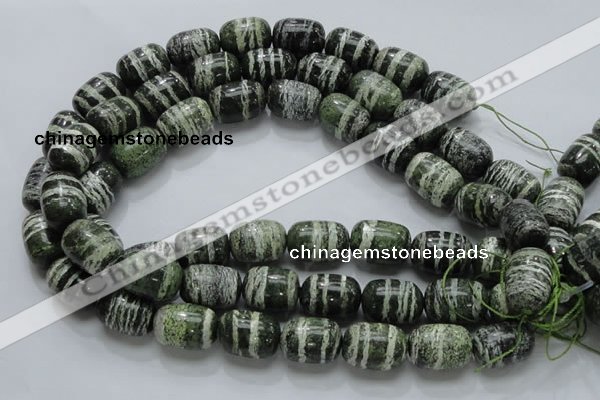 CSJ17 15.5 inches 15*20mm egg-shaped green silver line jasper beads