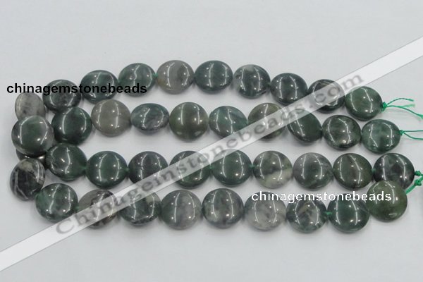 CSJ202 15.5 inches 20mm flat round serpentine jade gemstone beads