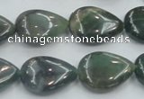 CSJ203 15.5 inches 15*20mm flat teardrop serpentine jade gemstone beads