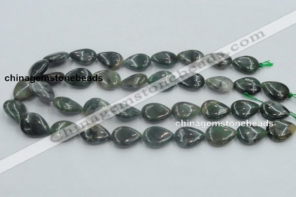 CSJ203 15.5 inches 15*20mm flat teardrop serpentine jade gemstone beads