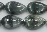 CSJ204 15.5 inches 18*25mm flat teardrop serpentine jade gemstone beads