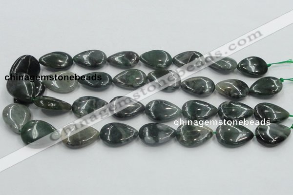 CSJ204 15.5 inches 18*25mm flat teardrop serpentine jade gemstone beads