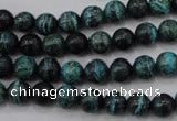 CSJ211 15.5 inches 8mm round dyed green silver line jasper beads