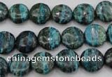 CSJ215 15.5 inches 12mm flat round dyed green silver line jasper beads