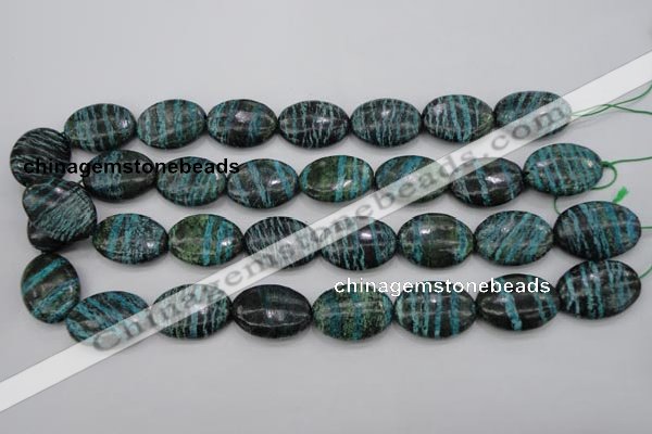 CSJ228 15.5 inches 18*25mm oval dyed green silver line jasper beads