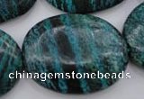 CSJ230 15.5 inches 30*40mm oval dyed green silver line jasper beads