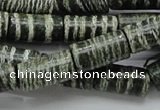 CSJ24 15.5 inches 10*20mm column green silver line jasper beads