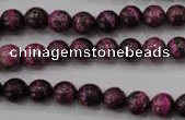 CSJ262 15.5 inches 8mm round dyed green silver line jasper beads