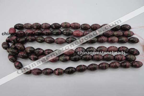 CSJ271 15.5 inches 10*14mm rice dyed green silver line jasper beads