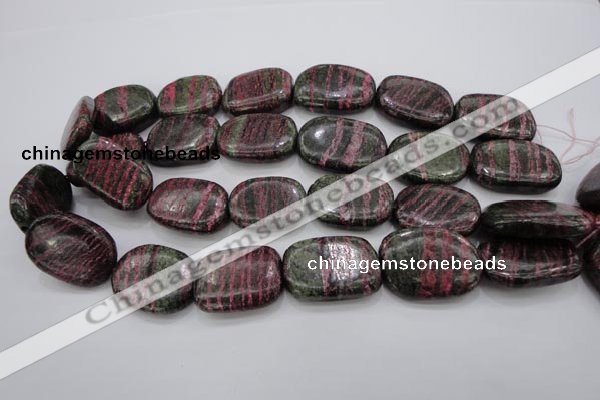 CSJ290 15.5 inches 22*30mm freeform dyed green silver line jasper beads