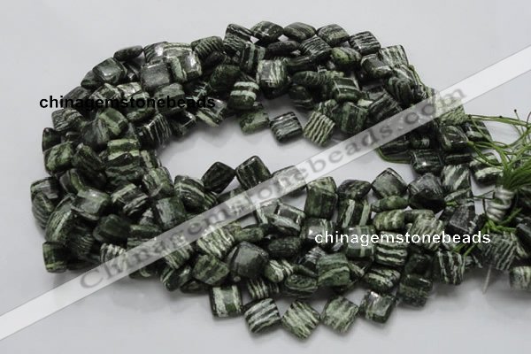 CSJ30 15.5 inches 12*12mm diamond green silver line jasper beads