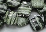 CSJ31 15.5 inches 15*15mm diamond green silver line jasper beads